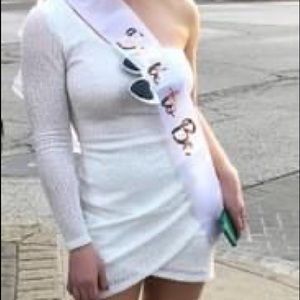 Bachelorette white one-shoulder dress